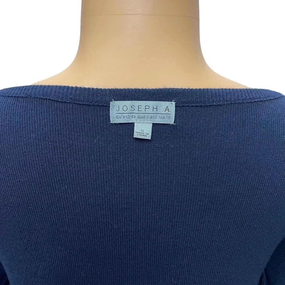 Joseph A Women Pullover Sweater Navy Blue Boat Neck Bronze Tone Eyelets NWOT - Picture 9 of 10